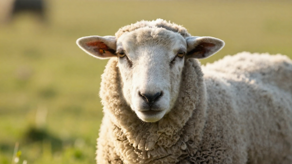 Ein gerettetes Schaf blickt ruhig in die Kamera